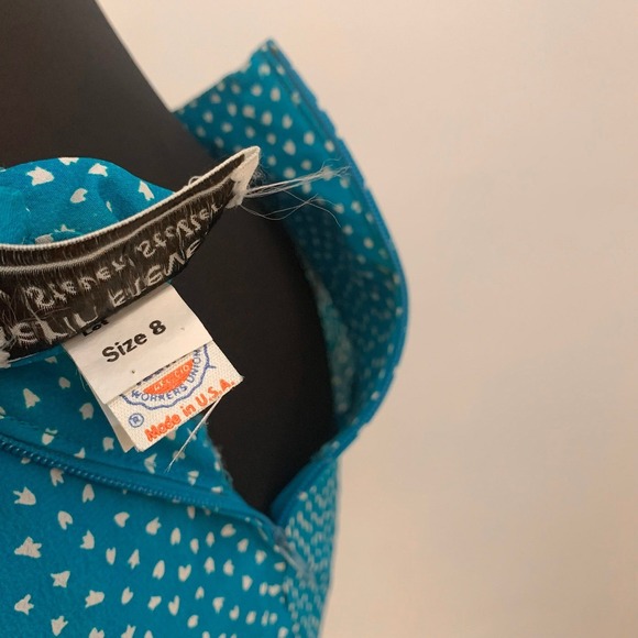 Vintage Union Made Karin Stevens Blue Tiered Floral Dress M Medium - Picture 7 of 13